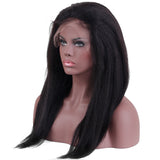 Maxbell Fashion Women Handmade Lace Front Long Wigs Brazilian Real Human Hair Wigs Natural Kinky Straight for African Americans Thick Density 22Inch