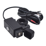 Maxbell Motorcycle Dual USB Cable Charger Adapter Ports Power Socket with LED Indicator for Cell Phone Tablet GPS