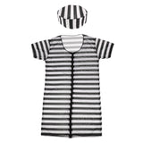 Maxbell Inmate Prisoner Uniform Woman Dress Constume Convict Jail Striped Suit with Hat