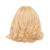 Maxbell Trendy Fluffy Short Human Hair Wig Blonde Curly Straight Women Ladies Wigs