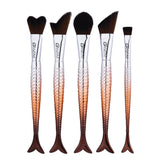 Maxbell 5 Pieces Mermaid Cosmetic Makeup Brushes Set Face Eye Foundation Blending Contouring Powder Cream Brush