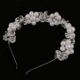 Maxbell Bridal Crystal Flower Bead Pearls Hairband Tiara Headband Wedding Jewelry