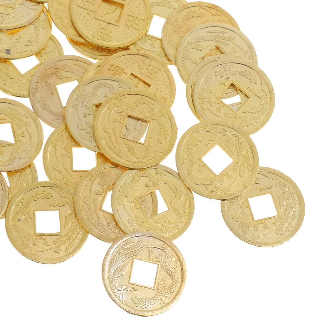 Maxbell Set of 50 Ancient Chinese Fortune Coins 2.3cm Lucky Coins for Health Good Luck Prosperity