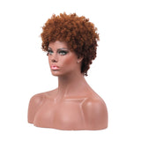 Maxbell 11 Inches Womens Short Curly Wavy Synthetic Hair Full Wigs With Cap Brown