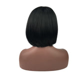 Maxbell Fashion Short Bob Wigs for Black Women, Synthetic Hair Wigs Silk Straight Density Middle Part Natural Black Color 14''