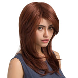 Maxbell Copper Red Fashion Woman 20 Inches Long Natural Wavy Curly Layered Heat Resistant Synthetic Hair Wigs with Cap