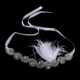 Maxbell Fashion Wedding Bridal Feather Diamante Headband Headpiece 1920s Hair Band