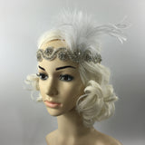 Maxbell Fashion Wedding Bridal Feather Diamante Headband Headpiece 1920s Hair Band