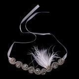 Maxbell Fashion Wedding Bridal Feather Diamante Headband Headpiece 1920s Hair Band