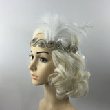 Maxbell Fashion Wedding Bridal Feather Diamante Headband Headpiece 1920s Hair Band
