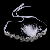 Maxbell Fashion Wedding Bridal Feather Diamante Headband Headpiece 1920s Hair Band