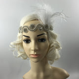 Maxbell Fashion Wedding Bridal Feather Diamante Headband Headpiece 1920s Hair Band