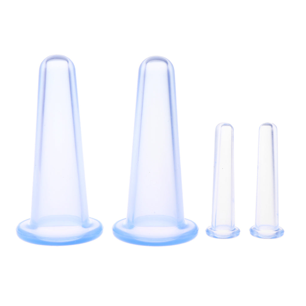 Maxbell 4Pcs Silicone Cupping Cups Set with Storage Bag Massage Vacuum Rubber Cup Anti Cellulite for Full Body Face Back Legs