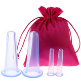 Maxbell 4Pcs Silicone Cupping Cups Set with Storage Bag Massage Vacuum Rubber Cup Anti Cellulite for Full Body Face Back Legs