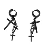 Maxbell Men Fashionable Cross Drop Pendant Style Stud Earring Jewelry Party Home Office Supplies Black  55mm