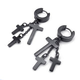 Maxbell Men Fashionable Cross Drop Pendant Style Stud Earring Jewelry Party Home Office Supplies Black  55mm