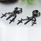 Maxbell Men Fashionable Cross Drop Pendant Style Stud Earring Jewelry Party Home Office Supplies Black  55mm