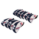 Maxbell 10 Pieces White & Blue USA Flag Neoprene Golf Club Iron Head Cover Headcover