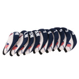 Maxbell 10 Pieces White & Blue USA Flag Neoprene Golf Club Iron Head Cover Headcover