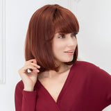 Maxbell Charming Natural Short Straight Auburn Red Bob Wig Human Hair for Women