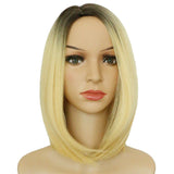 Maxbell Charming Short Straight Bob Hairstyle Wig Natural Synthetic Gradient Wigs & Cap for Women