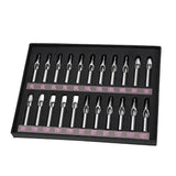 Maxbell Lot 22pcs Stainless Steel Tattoo Machine Tips Set Nozzle Tube for Needles Reusable Kit in Box