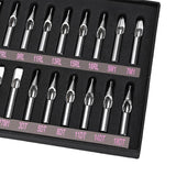 Maxbell Lot 22pcs Stainless Steel Tattoo Machine Tips Set Nozzle Tube for Needles Reusable Kit in Box