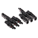 Maxbell 1 Pair MC4 T Branch Solar Panel Cable Connector 1 Male to 3 Female and 1 Female to 3 Male