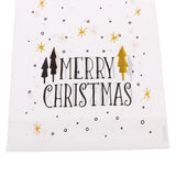 Maxbell 50/set Merry Christmas White Plastic Gift Candy Bags With Ribbon Drawstring