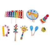 Maxbell 9Pcs Orff World Educational Wooden Musical Instrument Percussion Drums Bell Children's Toys Gift