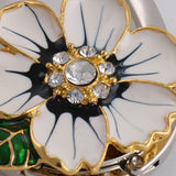 Maxbell Daisy Flower Design Shining Rhinestone Design Anti-Slip Handbag Clutch Purse Hanger 100mm White