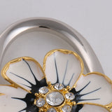 Maxbell Daisy Flower Design Shining Rhinestone Design Anti-Slip Handbag Clutch Purse Hanger 100mm White