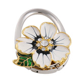 Maxbell Daisy Flower Design Shining Rhinestone Design Anti-Slip Handbag Clutch Purse Hanger 100mm White