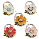 Maxbell Daisy Flower Design Shining Rhinestone Design Anti-Slip Handbag Clutch Purse Hanger 100mm White