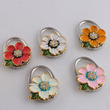 Maxbell Daisy Flower Design Shining Rhinestone Design Anti-Slip Handbag Clutch Purse Hanger 100mm Orange