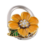 Maxbell Daisy Flower Design Shining Rhinestone Design Anti-Slip Handbag Clutch Purse Hanger 100mm Orange