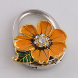 Maxbell Daisy Flower Design Shining Rhinestone Design Anti-Slip Handbag Clutch Purse Hanger 100mm Orange