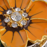 Maxbell Daisy Flower Design Shining Rhinestone Design Anti-Slip Handbag Clutch Purse Hanger 100mm Orange