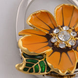 Maxbell Daisy Flower Design Shining Rhinestone Design Anti-Slip Handbag Clutch Purse Hanger 100mm Orange