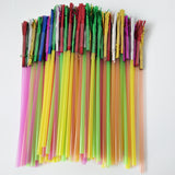 Maxbell 100pcs Metallic Foil Fringe Fireworks Cocktail Party Straws Decor Random