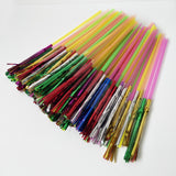 Maxbell 100pcs Metallic Foil Fringe Fireworks Cocktail Party Straws Decor Random