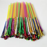 Maxbell 100pcs Metallic Foil Fringe Fireworks Cocktail Party Straws Decor Random