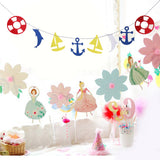 Maxbell Christmas Sailing Party Sailboat Dolphin Anchor Steering Wheel Garland Banner Baby Shower Birthday Party Hanging Decorations