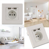 Maxbell 2 USB Port Receptacles with USB Port + Standard Plug 86 Wall Outlet Socket Flame Retardant