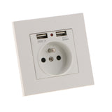 Maxbell 2 USB Port Receptacles with USB Port + Standard Plug 86 Wall Outlet Socket Flame Retardant