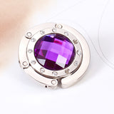 Maxbell Round Foldable Handbag Purse Bag Protective Accessory Table Hook Hanger Holder Silver+Purple