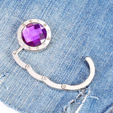 Maxbell Round Foldable Handbag Purse Bag Protective Accessory Table Hook Hanger Holder Silver+Purple