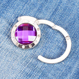 Maxbell Round Foldable Handbag Purse Bag Protective Accessory Table Hook Hanger Holder Silver+Purple