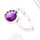 Maxbell Round Foldable Handbag Purse Bag Protective Accessory Table Hook Hanger Holder Silver+Purple