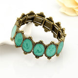 Maxbell Fashion Jewelry Stretch Bracelet Resin Oil Drop Antique Bronze Metal Beads